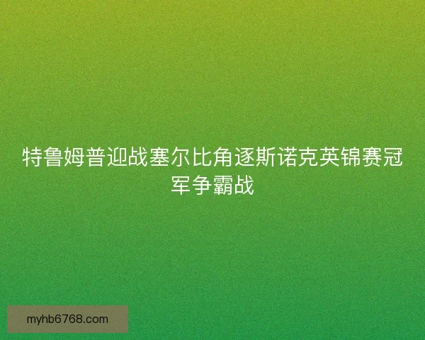 特鲁姆普迎战塞尔比角逐斯诺克英锦赛冠军争霸战